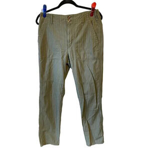 American Eagle Womens Pants Sz 6 Long Khaki Striped Twill High Waist Pocket Goth